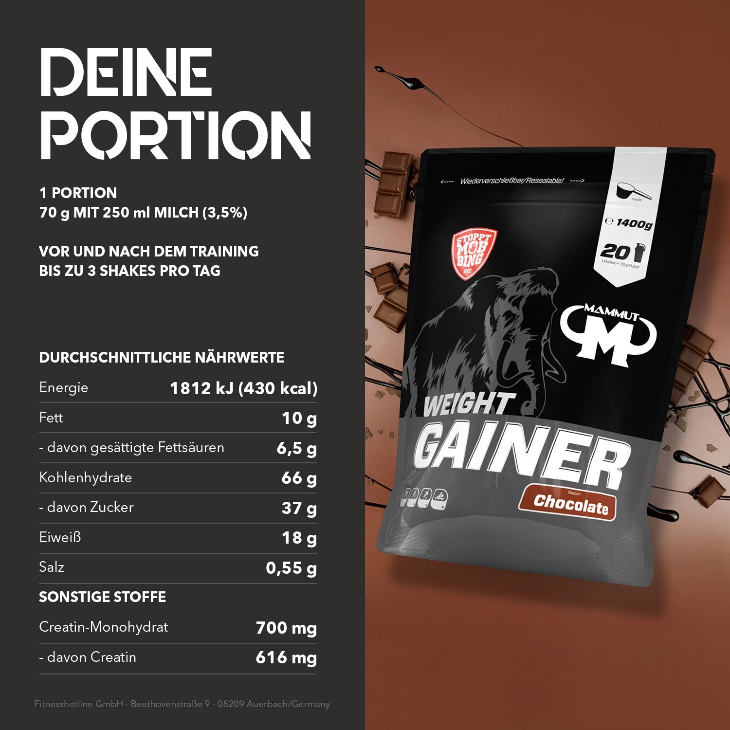 1400 g weight gainer chocolate mix