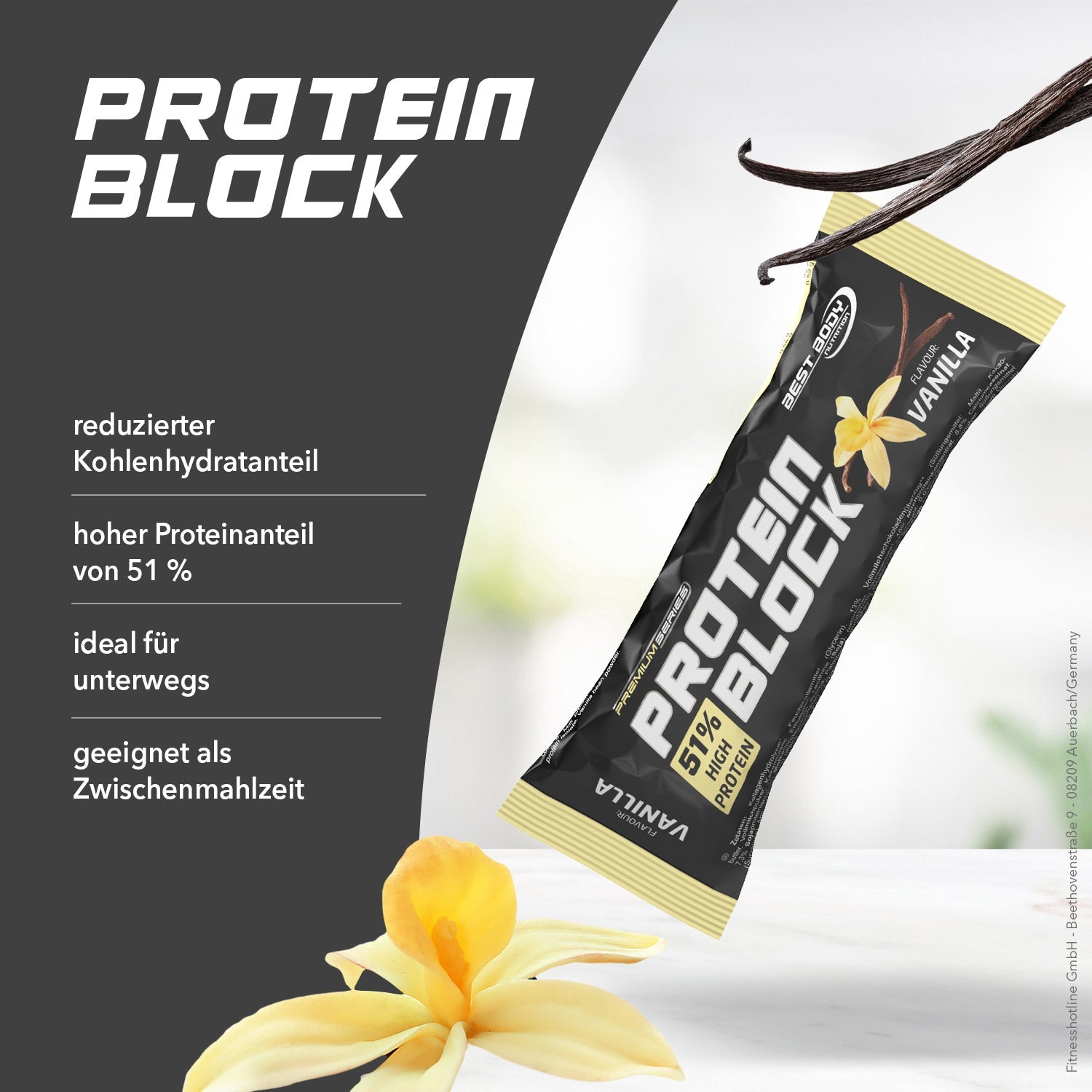 Best Body Nutrition Protein Block Vanilla 90g bar
