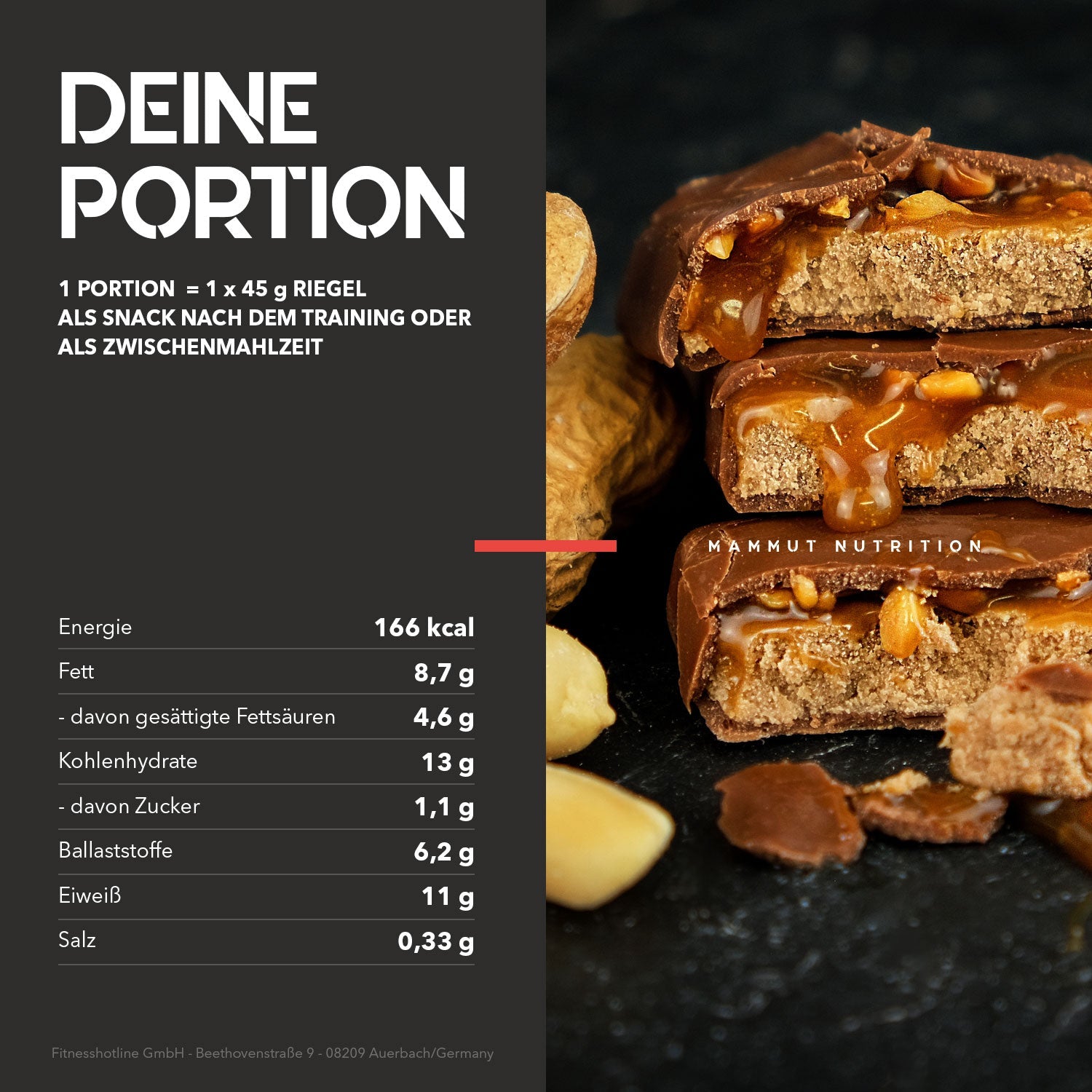 Vegan peanut caramel protein snack bar